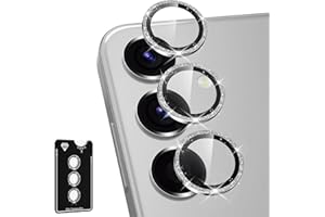 Avocase for Samsung Galaxy S24 Plus Camera Lens Protector, Individual Metal Ring Tempered Glass Lens Cover, [Strong Adsorption] Scratch Resistant Ultra-Thin HD Clear Lens Cover, 1 Set-Silvery Sparkly