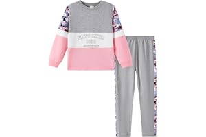 PATPAT Little Girls Clothes Crew Neck Leopard Color Block Sweatshirt and Leggings Girls Outfits Size 4-14Y