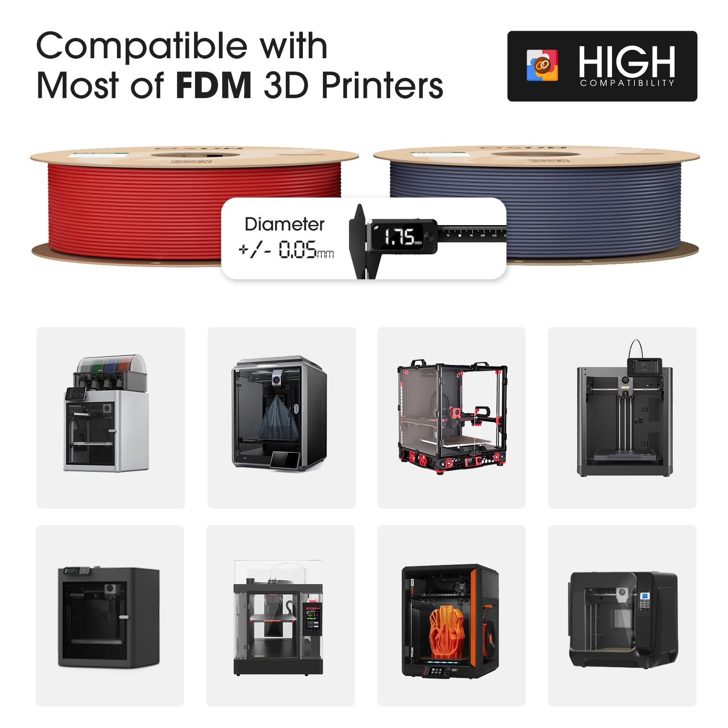 eSUN Upgraded Matte PLA Filament 1.75mm, Matte PLA 3D Drucker Filament, glanzfreie Farbe, mattierte Textur, 1KG pro Spule, 2 Spulen für 3D Drucker, Feuerrot 6