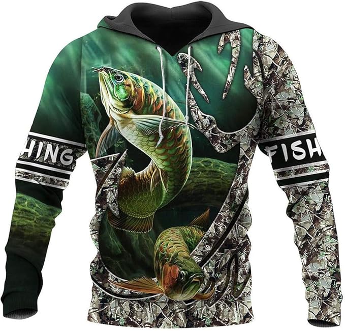 3D All Over Printed Fishing Art Camo Hoodie Unisex Fashion Sweatshirt