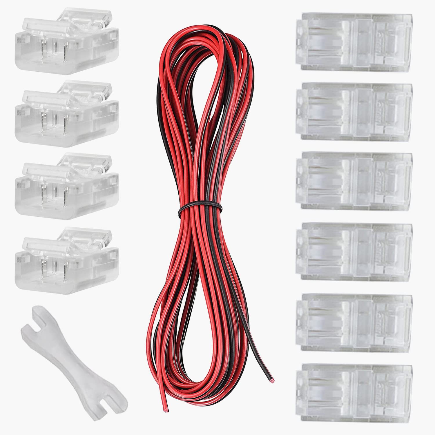 GTIWUNG 3528 2835 2 Pin Solderless LED Strip to Strip Connector Kit,Includes 10 Meters Extension Cable,2 Pin LED Strip Light Connectors,Gapless Connector, for 8mm LED Strip to Wire Quick Connection