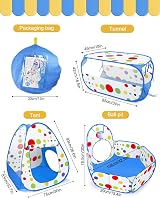 MAIKEHIGH Kids Play Tent and Tunnel 3 in 1 Pop Up Ball Pit Indoor Outdoor view 4