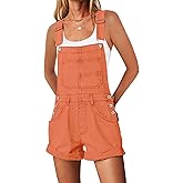 ReachMe Womens Casual Adjustable Bib Overall Shorts Classic Cuffed Hem Shorts Romper Vintage Shortalls with Pockets