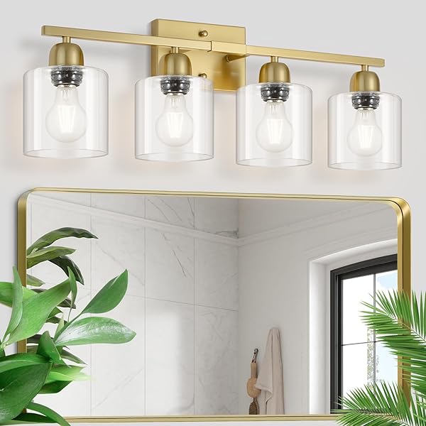 FAISHILAN MODERN BRUSHED GOLD 4 LIGHT BATHROOM LIGHT...