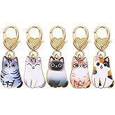 Ymapinc 5pcs Cute Cat Keychain, Bag Charm Kawaii Pendant Handbag Wallet Charm Black Cat Keychain Metal Backpack Key Chain for Women Girls
