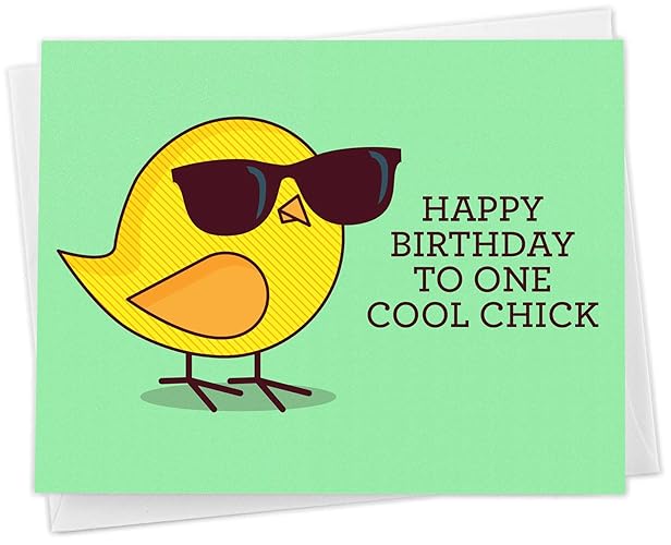 Amazon Com Funny Birthday Card For Her Happy Birthday To One Cool Chick Bird Card For Women Girls Handmade