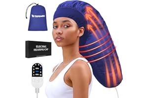 TEPENAR Hair Steamer for Deep Conditioning: Upgraded Heat Cap with 10-Level Fast Heating 3 Time Settings for Natural Hair Portable Thermal Steam Cap for Home Use Hair Treatment - Deep Blue
