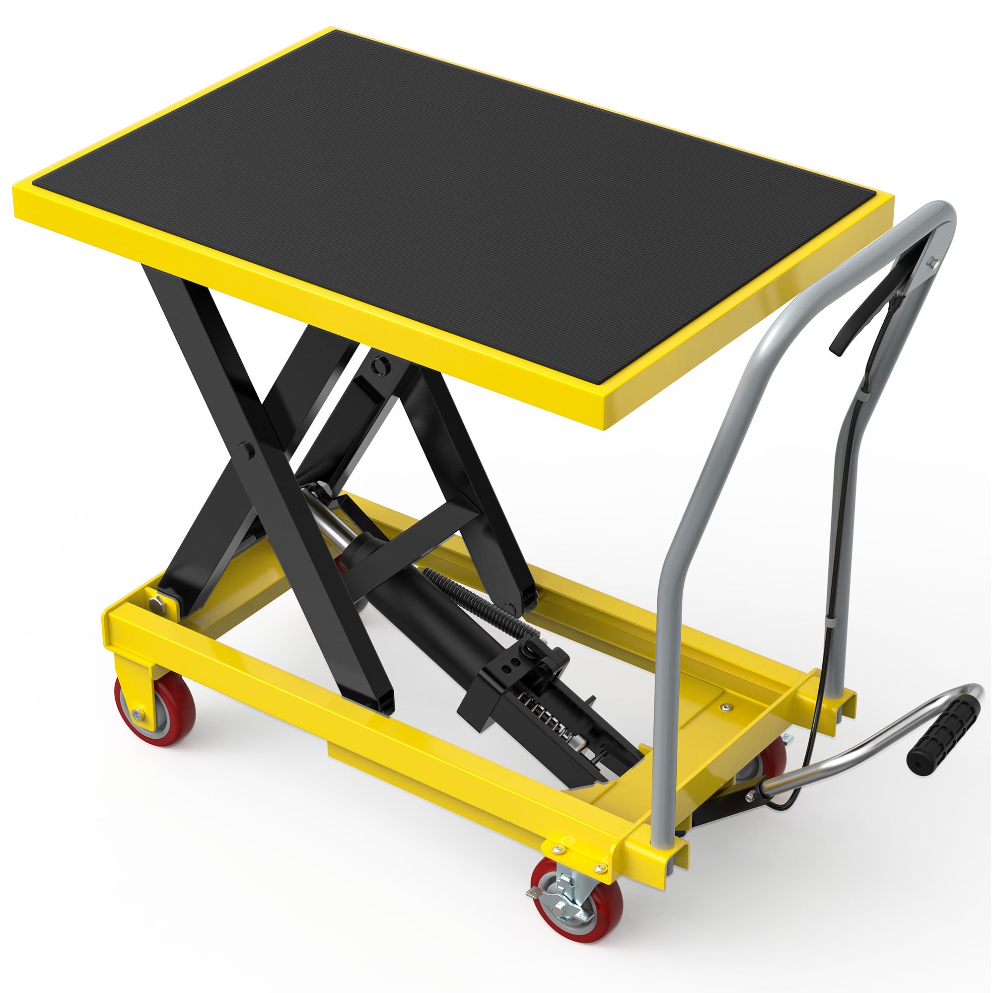 Photo 1 of YITAHOME 1100 LBS Hydraulic Lift Table Cart, Single Scissor Lift Table, Adjustable 10 to 32 in Height Hydraulic Lift with Locking Wheels for Material Handling and Transportation