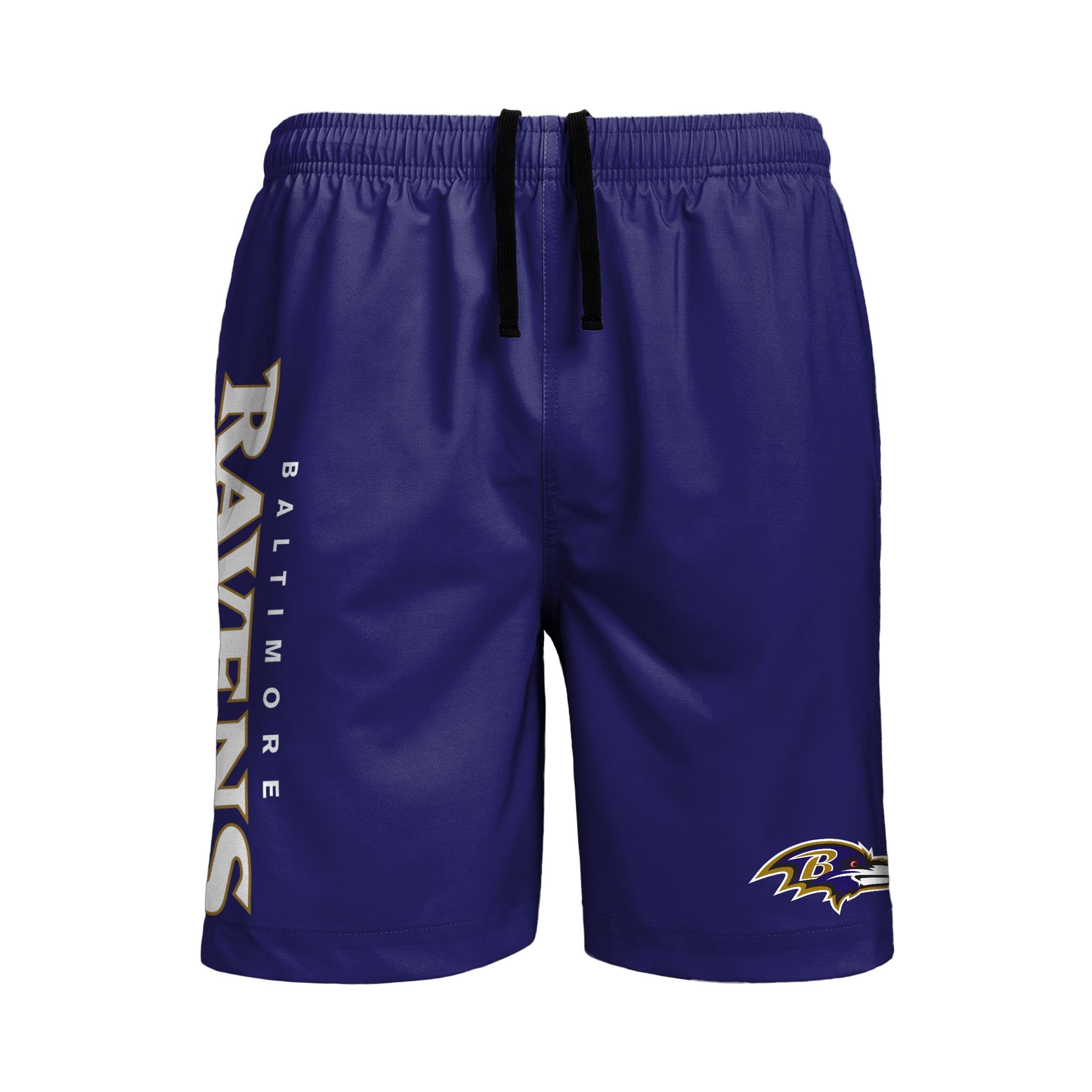 FOCO Baltimore Ravens NFL Mens Solid Wordmark Traditional Swimming Trunks Image