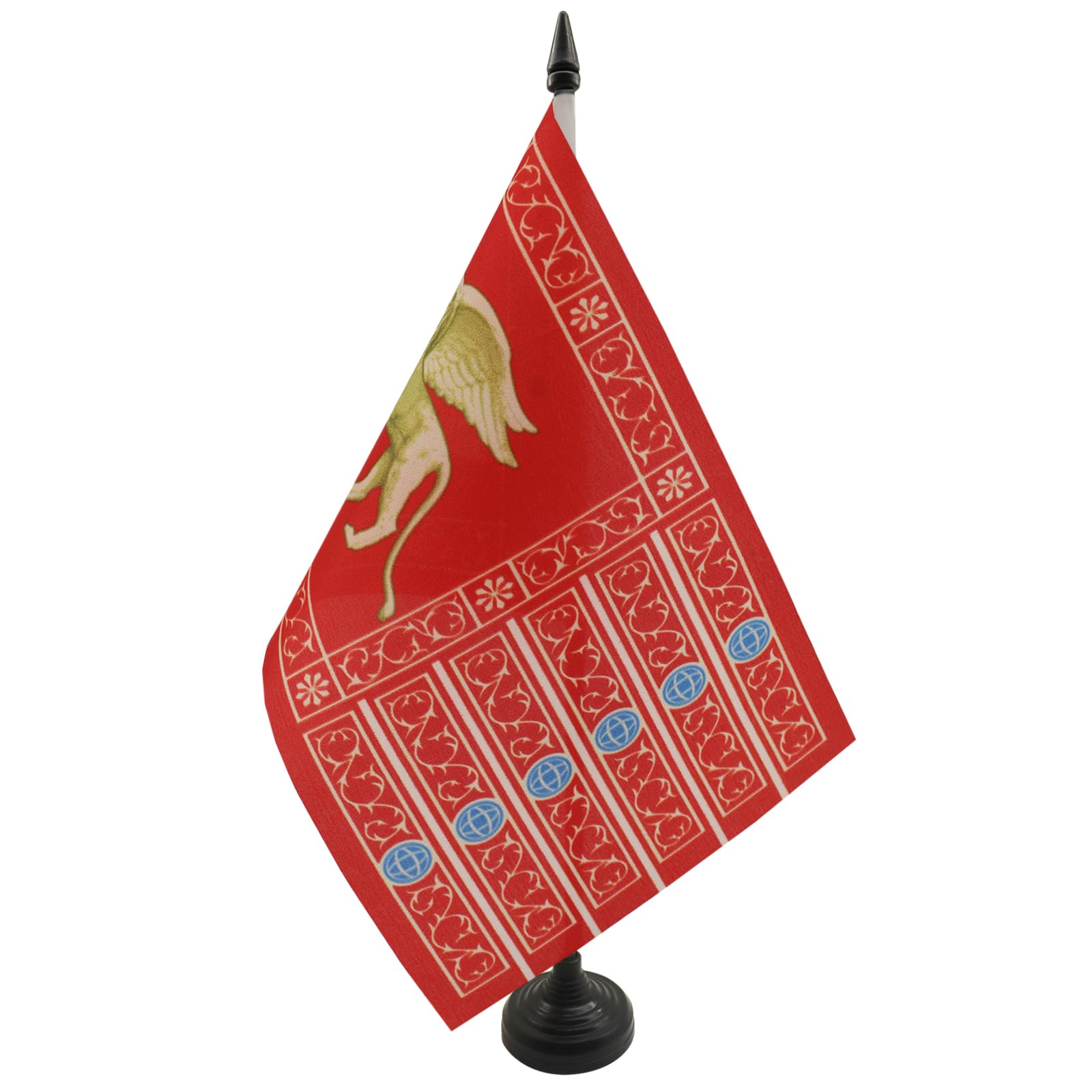 AZ FLAG Venice Table Flag 5'' x 8'' - Venezia Office Decoration 100% Polyester 21 x 14 cm - Mini Desk Flag with Pole and Black Plastic Base