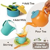 AOLEVA Kids Plastic Tea Set Pretend Play 1 Teapot 4 Cups 4 Spoons 1 Sugar Bowl view 2