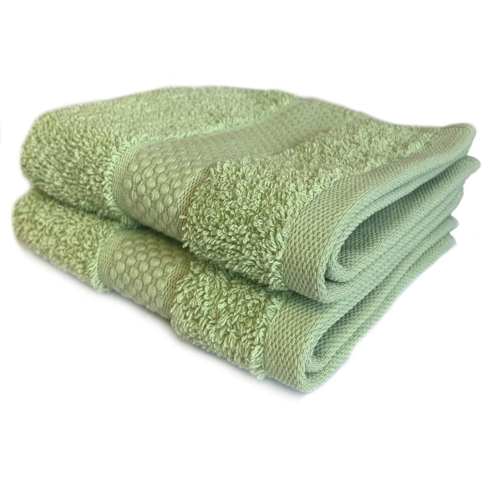 Sue Rossi Face Cloths Pack of 2 or 6, Turkish Combed Cotton, 30cm x 30cm Wash Cloth Fingertip Flannel, Soft & Absorbent, 600gsm Thick Bathroom Towels Set (Sage Green, 2)