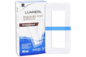 LUANERL 30 Pack 4"x 8" Waterproof Adhesive Island Dressing for Post-Surgery Recovery | Sterile Bordered Gauze Bandages with Non-Stick Pad for Knee/Hip Replacement, Surgical Incision Care & Shower Protection