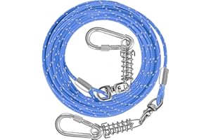 VIVBOO Dog Tie Out Cable 10ft/15ft/20ft/30ft Dog Leash for Training with Swivel Hook Green/Blue/Purple Reflective Dog Chains for Outside for Small to Medium Dogs Up to 100lbs Dog