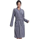 Mutenlc Women Lightweight Bath Robes Terry Cloth Towel Robe Microfiber Knee Length Bathrobe with Pockets
