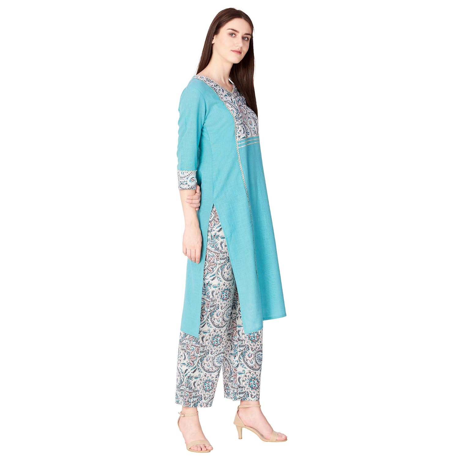khushal k women's cotton kurta with palazzo set