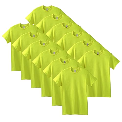 Gildan Adult Heavy Cotton T-Shirt, Style G5000, Multipack, Safety Green (12-Pack), Small