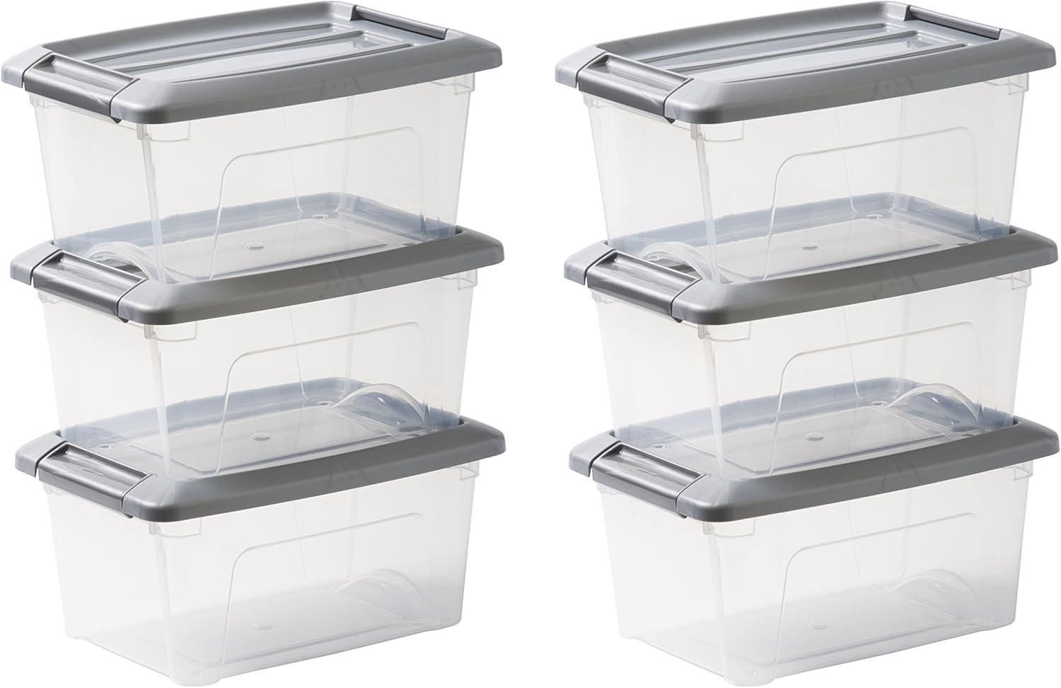 Amazon Basics, Set of 6, Storage boxes, 5 L, with snap closure, stackable, living room, bedroom