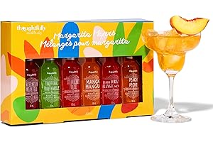 Thoughtfully Cocktails, Margarita Cocktail Mixer Gift Set, Vegan and Vegetarian, Variety of Fruit Flavors, Set of 6 (Contains