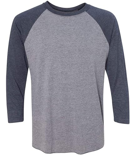 Next Level Tri-Blend 3/4 Raglan Tee, Vin Rd/ Hthr Wht, XX-Large