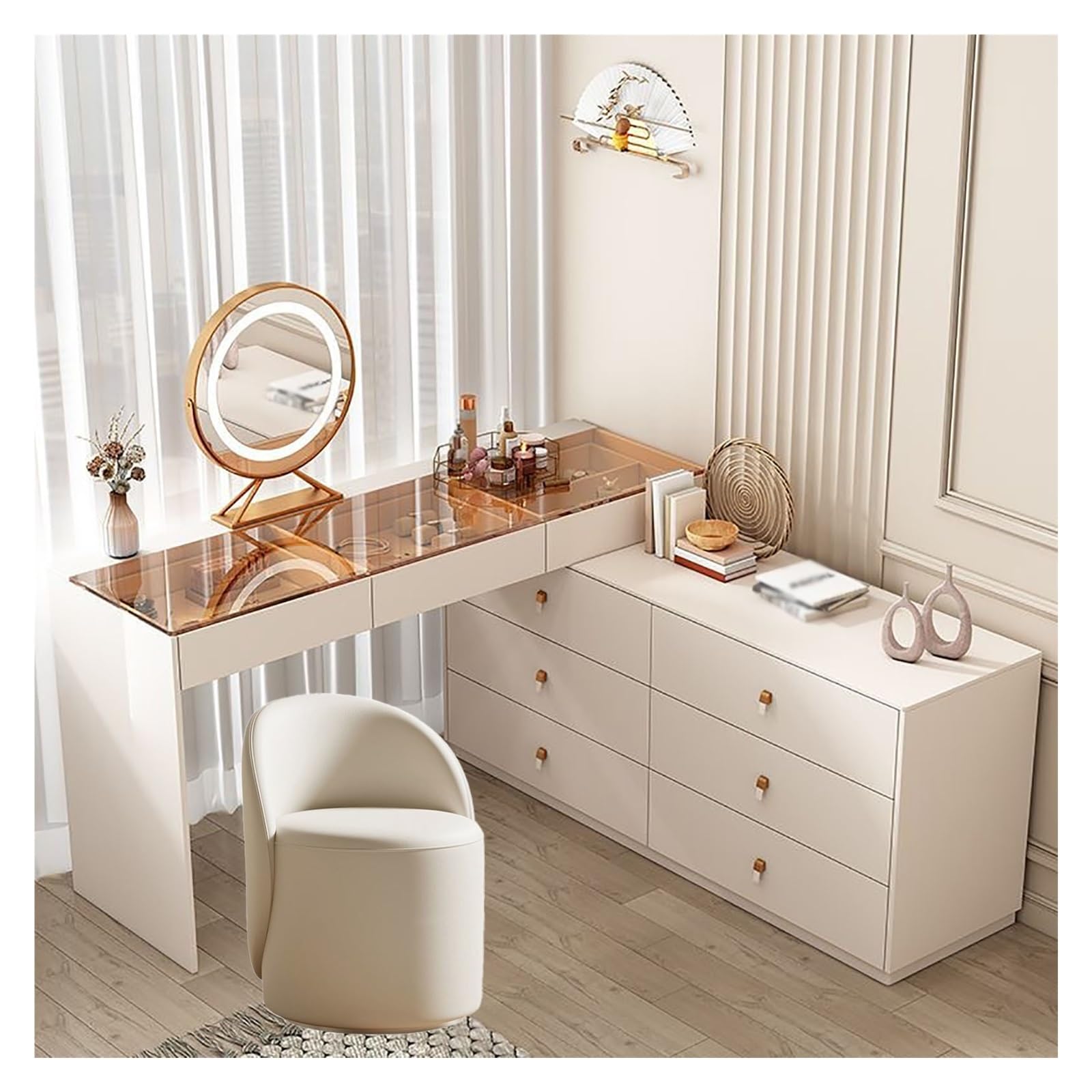 Extendable Vanities Generic White with Drawers Vanity Desk?Glass Top Vanity?extendable ...