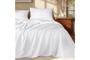 Shilucheng 100% Egyptian Cotton King Size Sheets Set - 1000 Thread Count，Luxury Cotton Bed Sheets，Breathable & Cooling Bedding and Pillow Cases, 16 Inch Deep Pocket - 4 Piece (White, King)