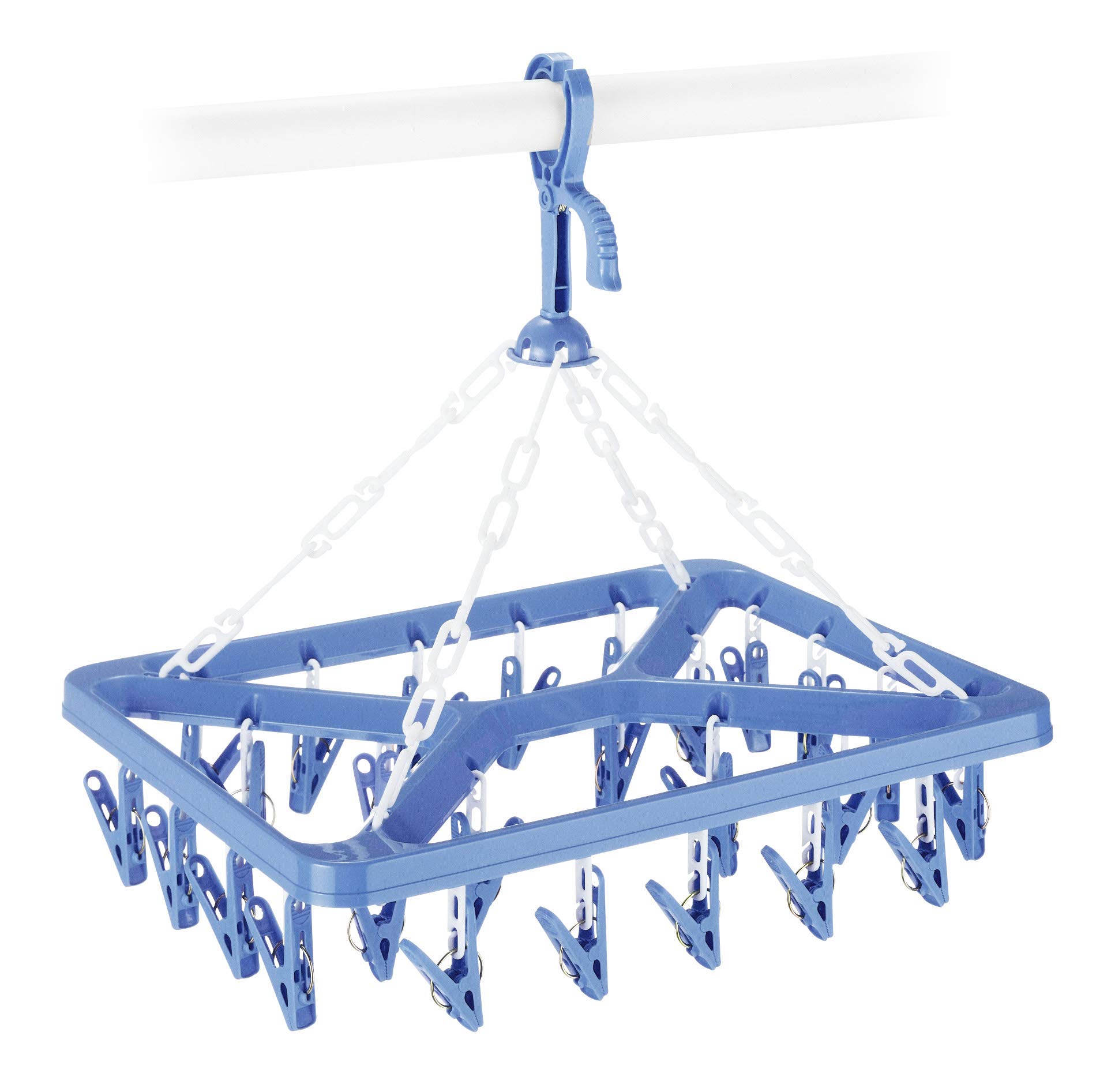 Whitmor Clip and Drip Hanger - Hanging Drying Rack - 26 Clips, Blue