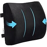 SAIREIDER Comfortable Lumbar Support Pillow for Office Chair, Memory Foam Back Support Pillows for Car、Gaming Chair、 Home Chair, Back Pain Relief Improve Posture, Double Adjustable Straps(Black)