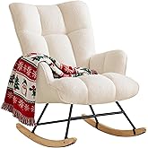 Zedachica Rocking Chair Nursery Teddy Rocking Accent Chair Upholstered Glider Rocker Armchair Comfy Side Chair Padded Seat wi