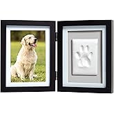 Pearhead Pet Paw Print Photo Frame With Clay Imprint Kit - Wooden Pet Paw Print Frame, DIY Memorial Keepsake for Cats and Dogs, No Mess Clay for Perfect Pawprints, Ideal Home Decor and Gift, Black