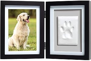 Pearhead Pet Paw Print Photo Frame With Clay Imprint Kit - Wooden Pet Paw Print Frame, DIY Memorial Keepsake for Cats and Dogs, No Mess Clay for Perfect Pawprints, Ideal Home Decor and Gift, Black