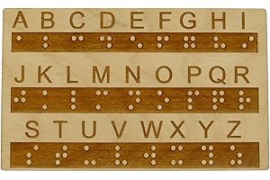 Creative Escape Rooms Wood Braille Alphabet Board with Raised Dots - Great Montessori Educational Tool for All Ages