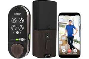 Lockly Vision, Video Doorbell Camera Smart Lock, 2-Way Audio Keyless Entry Door Lock, Fingerprint, Digital Keypad, Wi-Fi Smart Locks for Front Door with SD Card, No Monthly Fee, Venetian Bronze