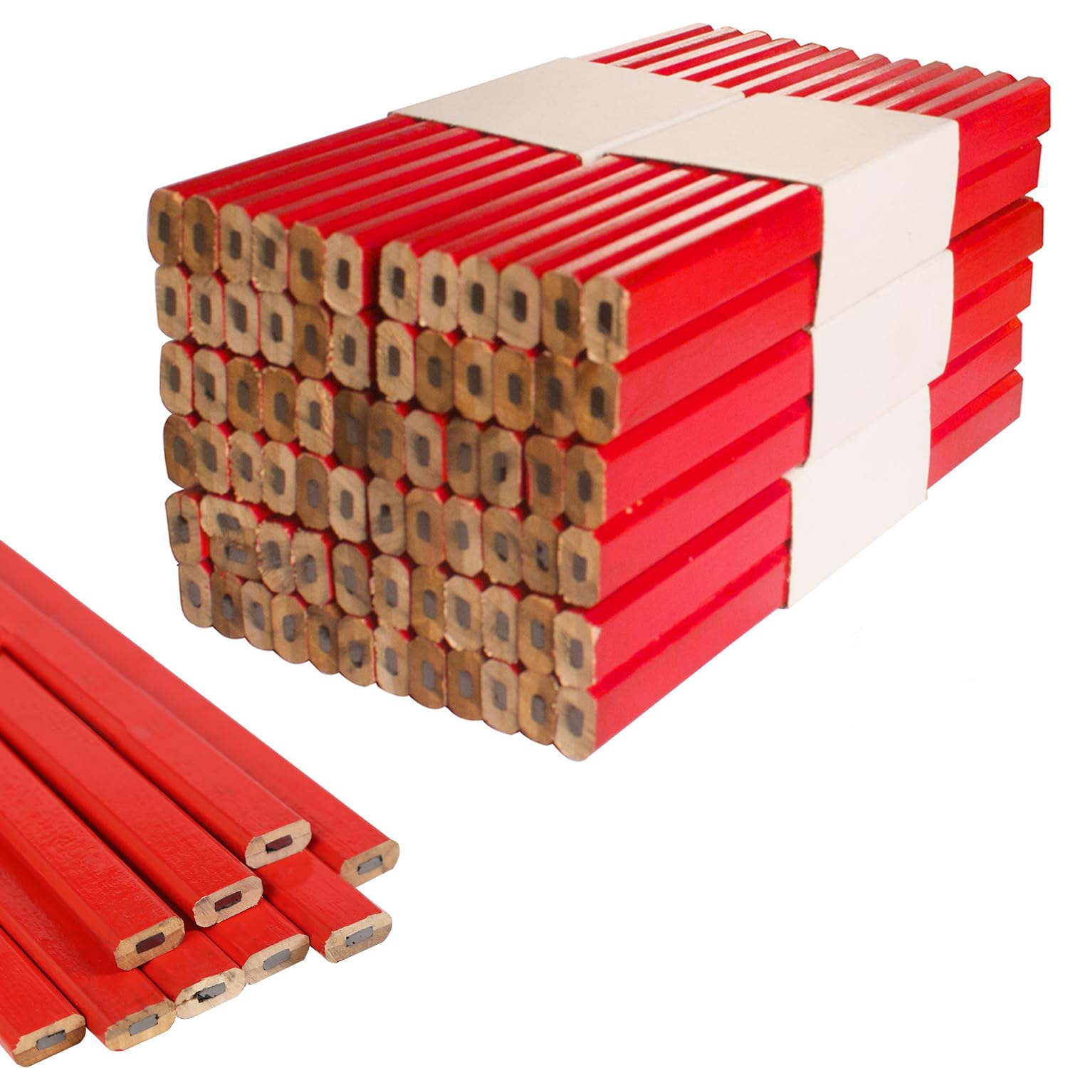 Lezevn Flat Carpenter Pencils Medium Hard Graphite Lead Pencils Octagonal Shape Pencil Solid Black Lead Carpenter Pencil for Woodworking (120)