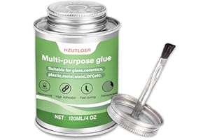 HZUTLOER Multi-Purpose Super Glue | 120ml (4oz) High Strength Clear Adhesive with Brush | for Wood, Ceramics, Leather, Plastic | DIY Crafts & Metal Repair