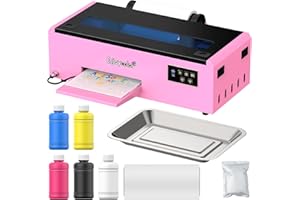 EnjoyColor A4 DTF Printer with Roll Feeder, DTF Transfer Printer Machine for Dark and Light Fabric Printing (Printer + Software + 5x250ml Ink + 1xRoll of Film)