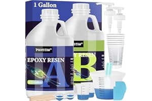 FUHITIM Epoxy Resin 1 Gallon - Crystal Clear Epoxy Resin Kit - Self-Leveling, High-Glossy, No Yellowing, No Bubbles Casting Resin Perfect for Crafts, Table Tops, DIY 1:1 Ratio