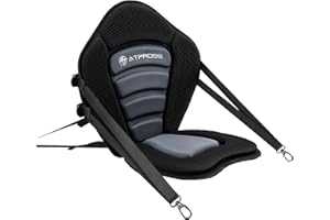 ATPROSS Standard Padded Kayak Canoe Seat Adjustable Backrest with 4 Straps Durable Sit-On-Top Cushion for Kayaking, Rafting & Fishing