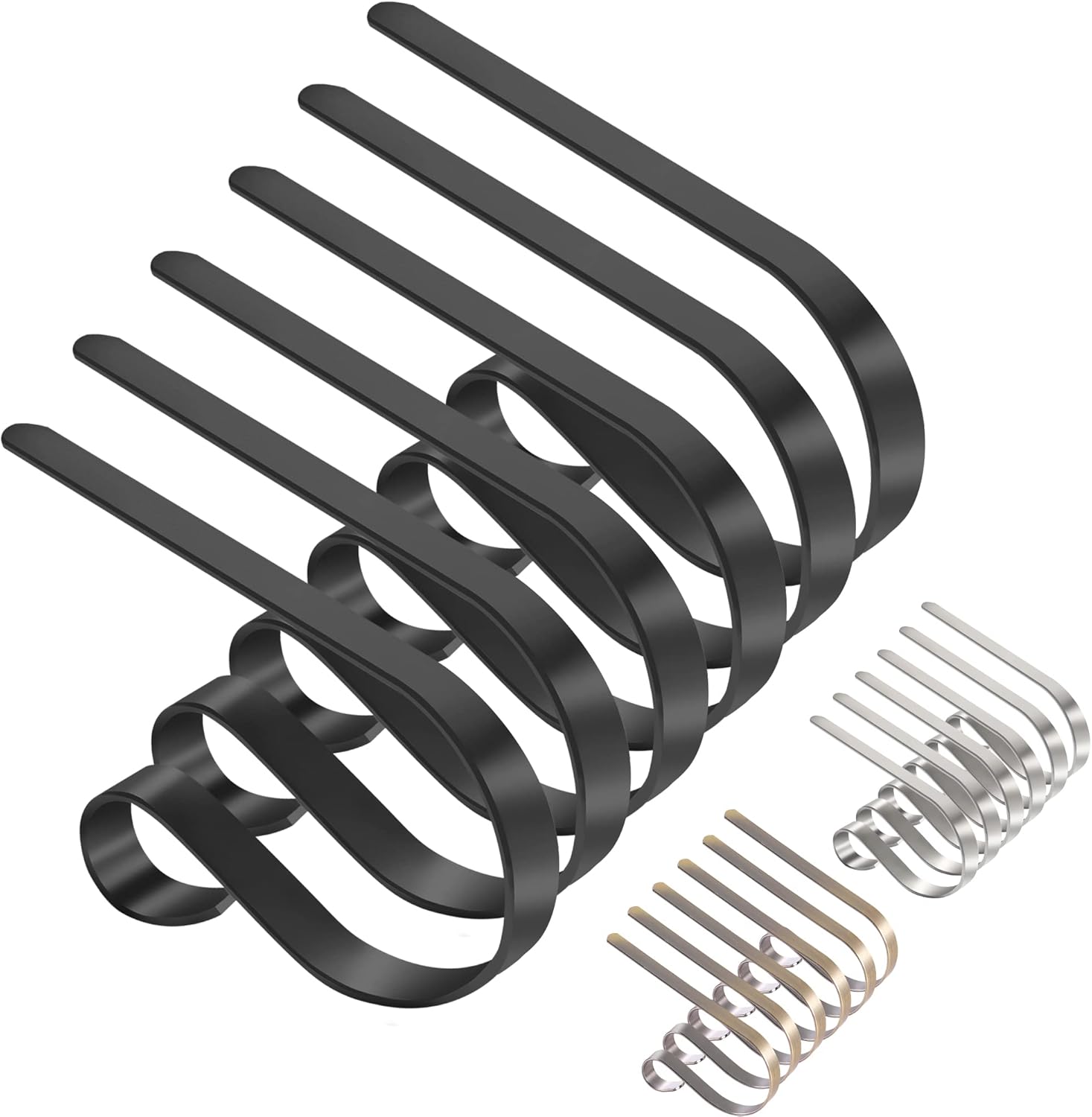 Ornament Hooks - TAROSE Stocking Holders for Mantle, Christmas Stocking Holder Set of 6, Mantle Clip Fireplace Hooks Hanger for Christmas Party Decoration Supplies (Black)