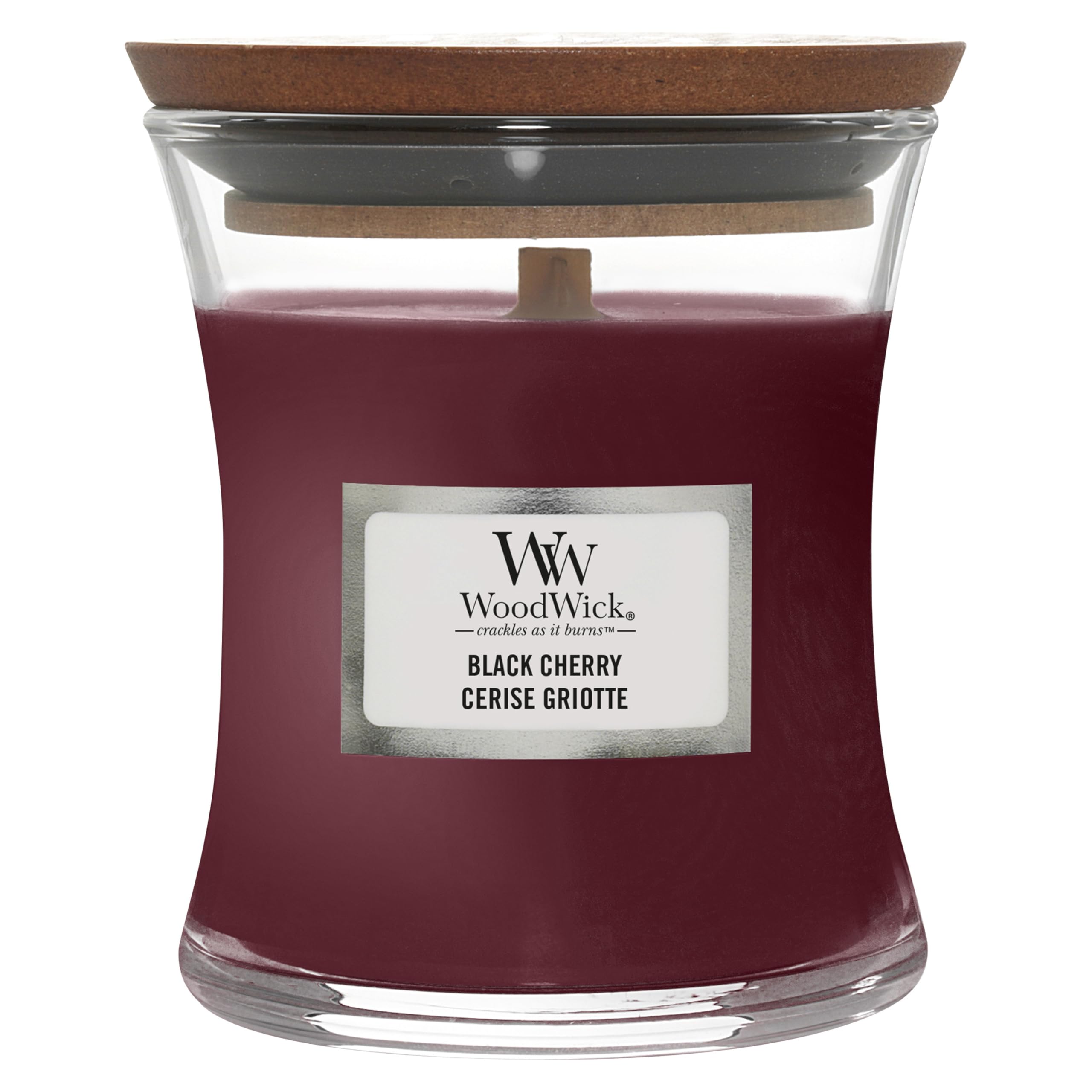WoodWick Scented Candle with Crackling Wick | Black Cherry Mini Hourglass Candle | Up to 20 Hours Burn Time | Perfect Gifts for Women — image 1