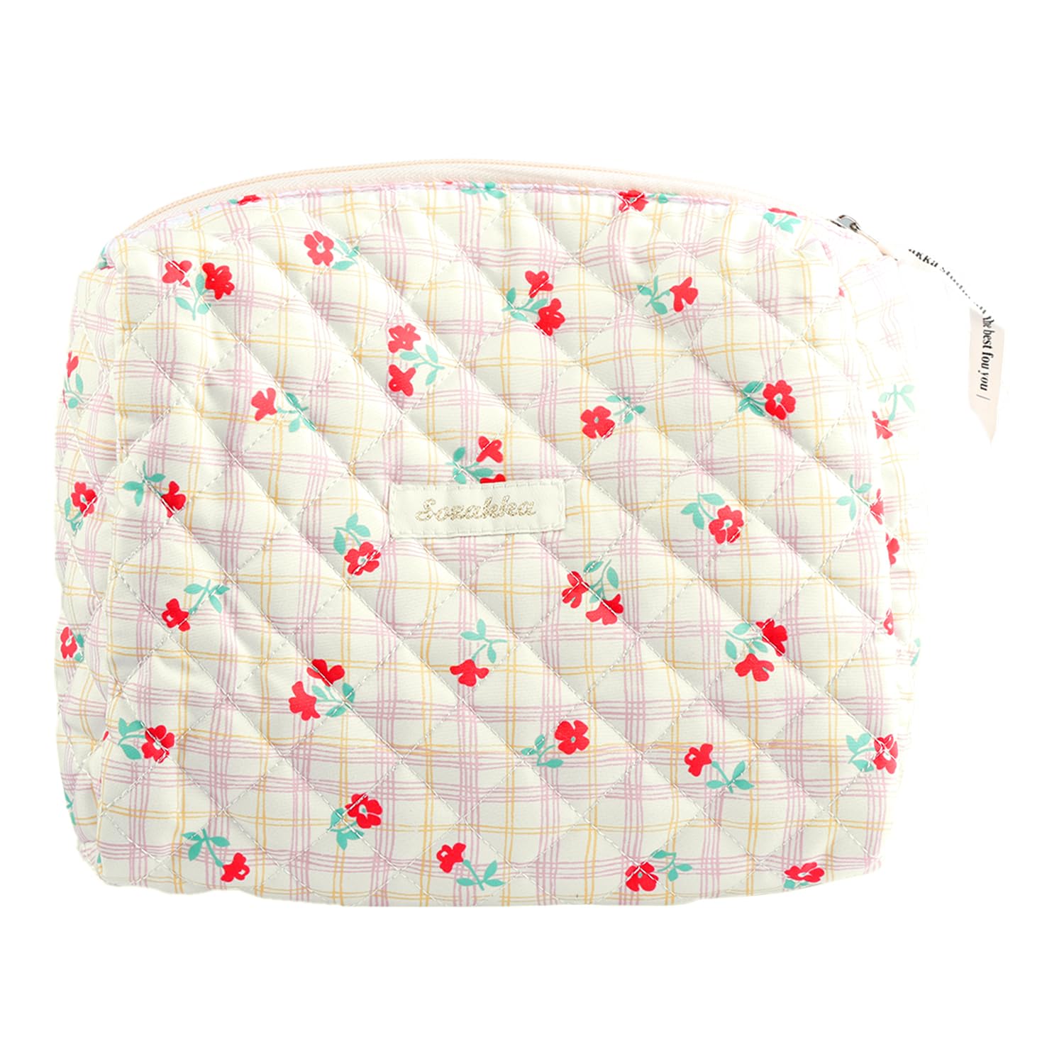 Rumyve Cosmetic Bag,Large Capacity Portable Travel Makeup Bags,Toiletry Bag Pouch Storage Organiser Gifts for Women Ladies Girls(Pink Flower)