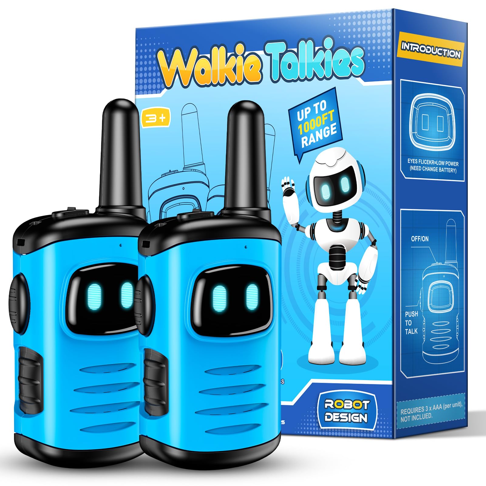 EUTOYZ Boy Toys for 3 4 5 Year Old, Walkie Talkie Kids Outdoor Toy Age 3-12 Year Old Girl Gift for 4 5 6 Year Boy Gift Age 5 6 7 8 Toddler Toys Kids Walkie Talkie Light Blue