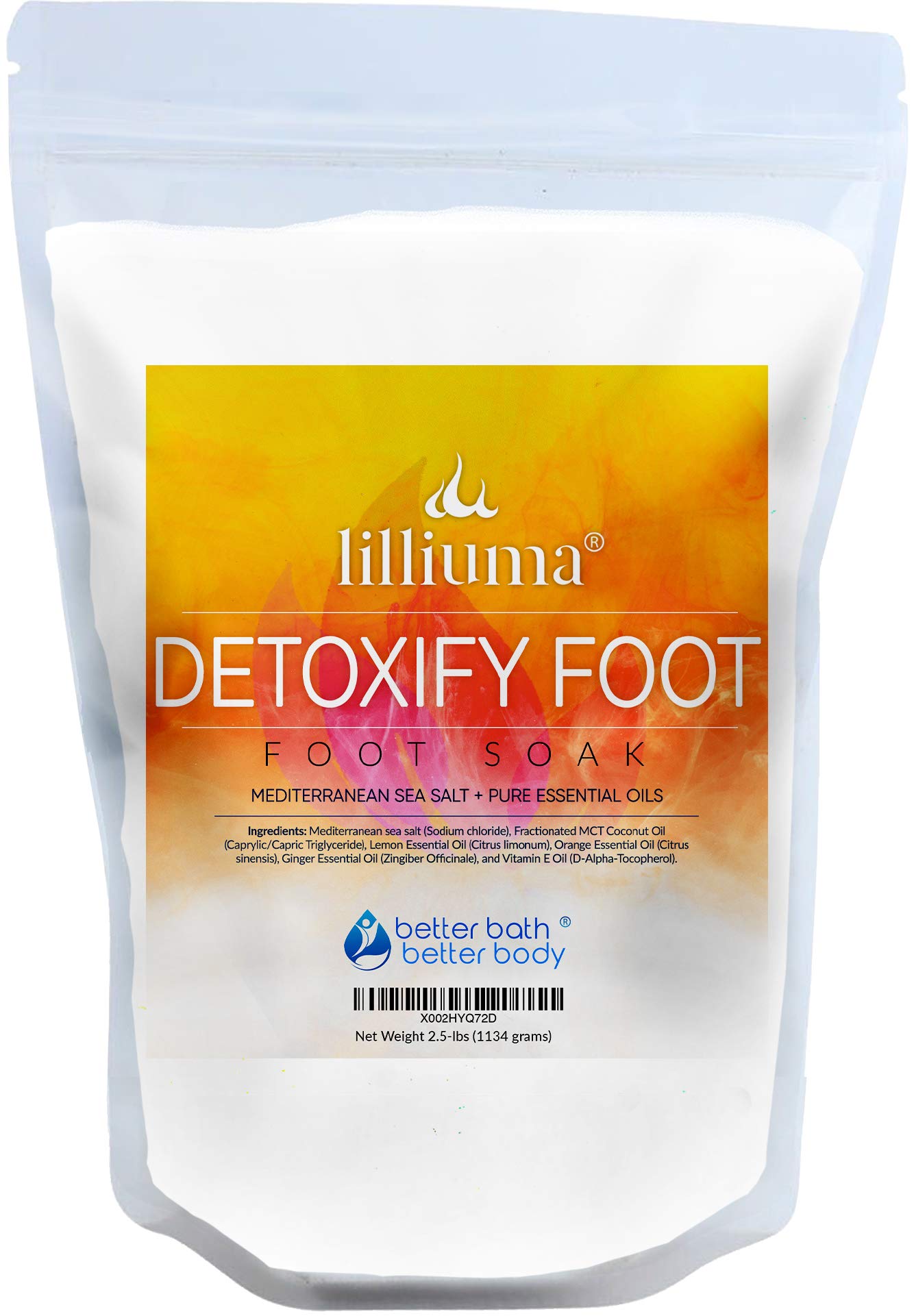Detoxify Foot Soak 40 Ounces Mediterranean Sea Salt with Lemon, Orange, and Ginger Essential Oils, High-Quality Natural Detox Foot Soak
