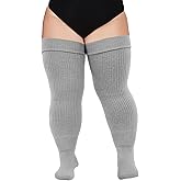 Moon Wood Plus Size Womens Thigh High Socks for Thick Thighs- Extra Long Thick Over the Knee Stockings- Leg Warmers Socks