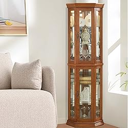 Firscook Corner Curio Cabinet, Glass Display