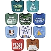 The Peanutshell Baby Boy Terry Bibs Set of 10-100% Cotton, Soft, Absorbent Baby Bibs, Toddler Boy Set, Newborn & Infant Bib - Oh Boy!