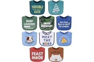 The Peanutshell Baby Boy Terry Bibs Set of 10-100% Cotton, Soft, Absorbent Baby Bibs, Toddler Boy Set, Newborn & Infant Bib - Oh Boy!