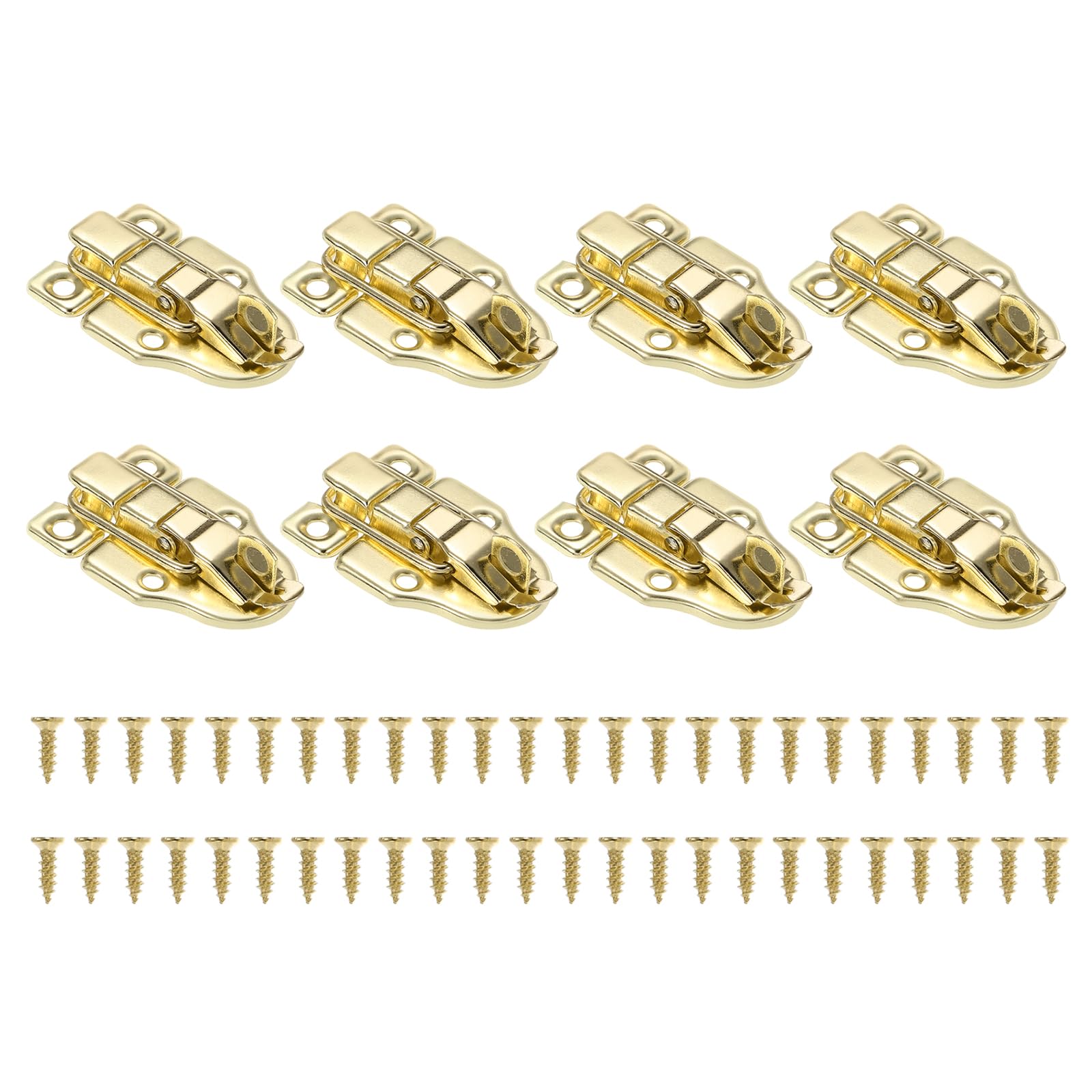 PATIKIL Small Metal Box Toggle Latch, 8 Pack Vintage Duckbilled Hasp Latch Catch with Padlock Hole & Screw for Wood Jewelry Cabinet Toolbox Ordinary Box, Gold