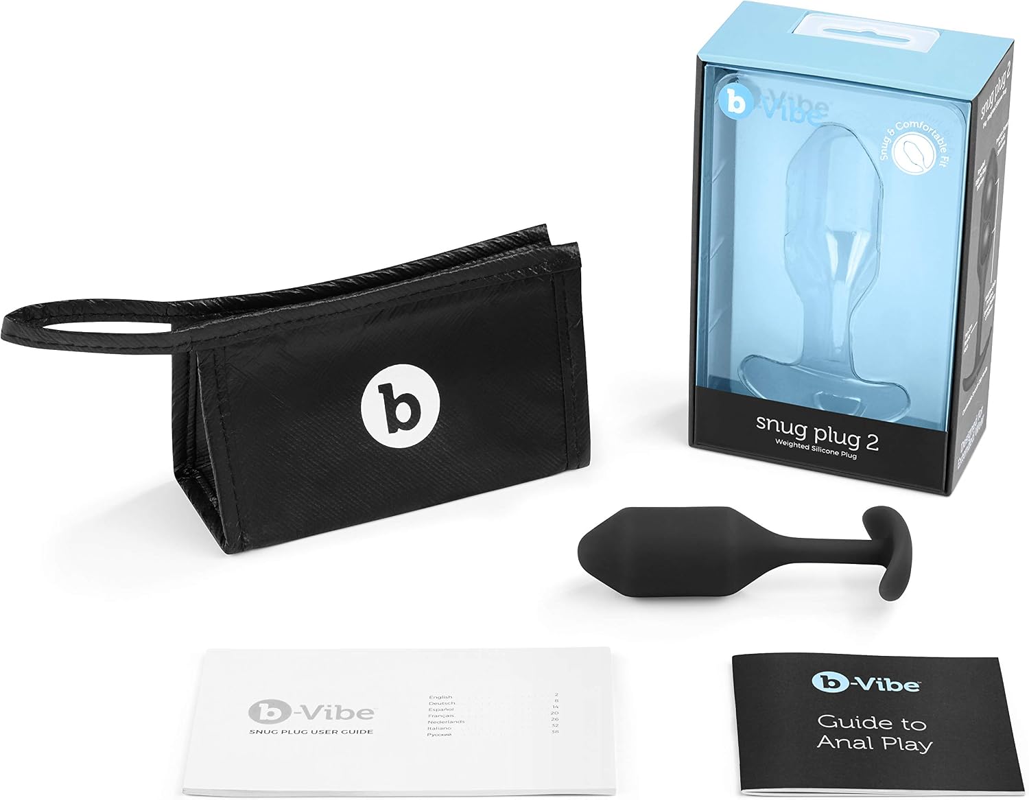 b-Vibe Snug Plug 2, Black, 2 Black, 1 Stück (1er Pack)