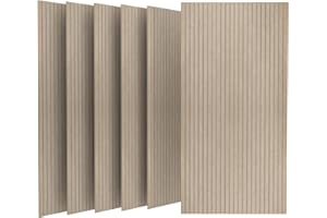 UMIACOUSTICS 6 Packs Acoustic Panel,48 x 24 x 0.4 Inches Sound Absorbing Flame Retardant Panel,Decorative Noise Canceling Wall Panels Equidistant Slot for Room,Home Theater,Studio (Light Tan)